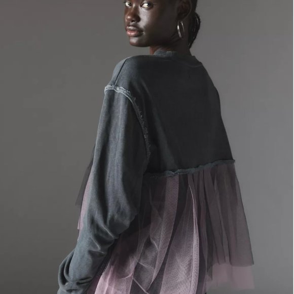 NWT Urban Outfitters Pink and Grey Tulle Sweatshirt - Picture 2 of 5